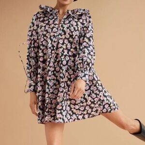 H&M Flounce Floral Scalloped Collar Mini Dress